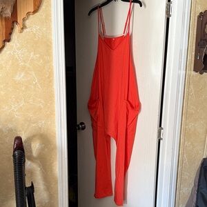 Women's Orange Cropped Jumpsuit